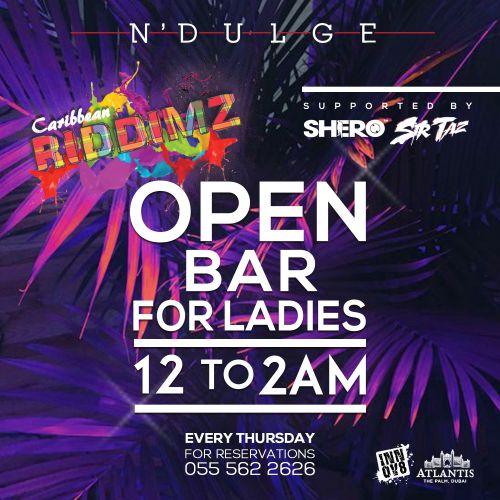Open Bar for Ladies at Caribbean Riddimz