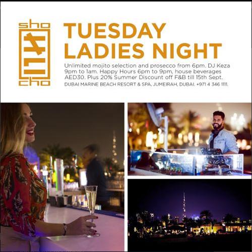 Tuesday ladies Night unlimited bubbly & mojito